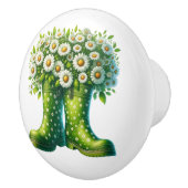 Bloemen en tuinlaarzen keramische knop (Rechts)