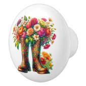 Bloemen en Tuinlaarzen versie 2 Keramische Knop (Rechts)