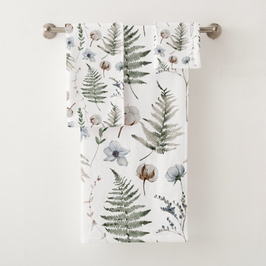 Bloemen en varen bladeren bos bloemen botanisch bad handdoek (Insitu)