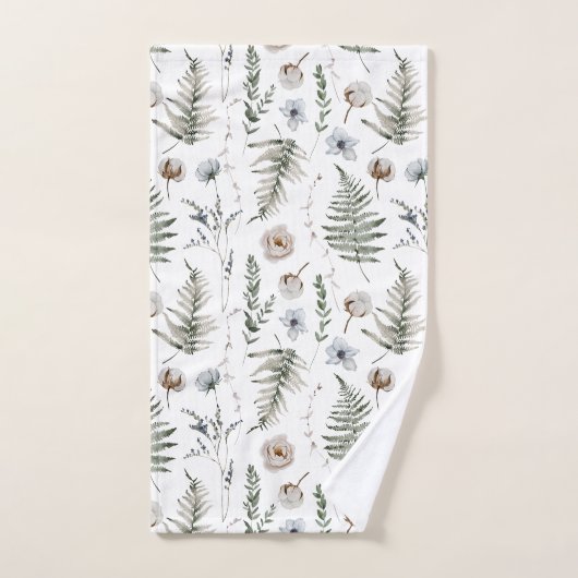 Bloemen en varen bladeren bos bloemen botanisch bad handdoek (Handdoek)