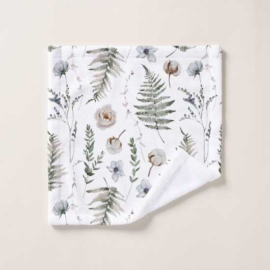 Bloemen en varen bladeren bos bloemen botanisch bad handdoek (Wasdoekje)