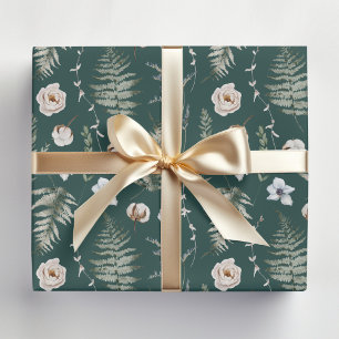 Bloemen en varen bladeren bos bloemen botanisch cadeaupapier