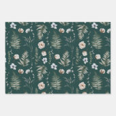Bloemen en varen bladeren bos bloemen botanisch inpakpapier vel (Voorkant 3)