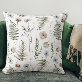 Bloemen en varen bladeren bos bloemen botanisch kussen