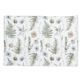 Bloemen en varen bladeren bos bloemen botanisch kussensloop (Achterkant)