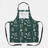 Bloemen en varen bladeren bos bloemen botanisch schort (Voorkant)