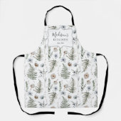 Bloemen en varen bladeren bos bloemen botanisch schort (Voorkant)