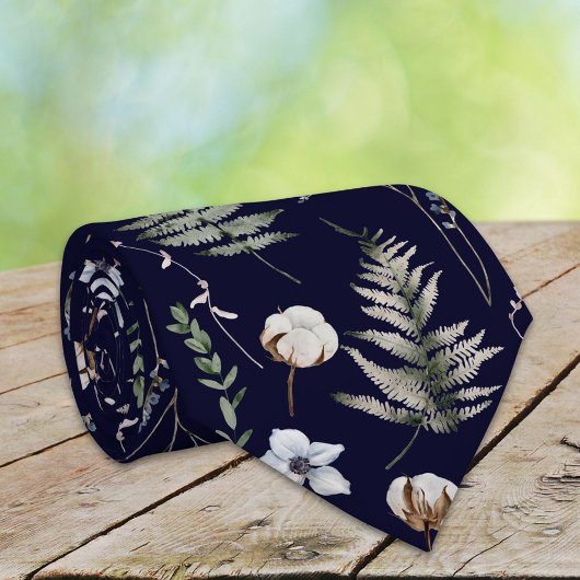 Bloemen en varen bladeren bos bloemen botanisch stropdas