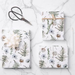 Bloemen en varenbladeren Bos bloemrijk botanisch Inpakpapier Vel