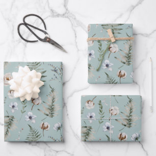 Bloemen en varenbladeren Bos bloemrijk botanisch Inpakpapier Vel