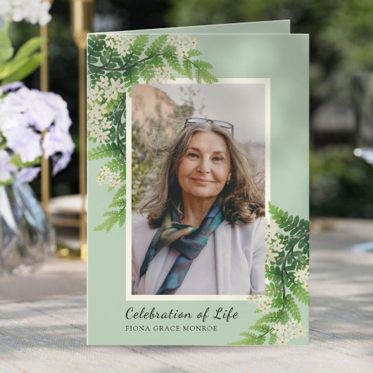 Bloemen en varens Fotoherdenking Gevouwen Programm Programma