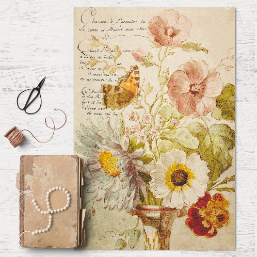  bloemen en Vase-decoupage-papier Tissuepapier