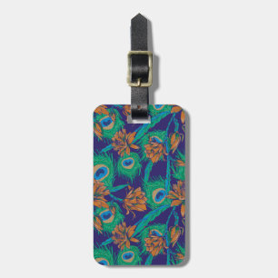 Bloemen en veren bagagelabel