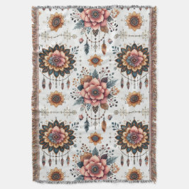 Bloemen en veren deken