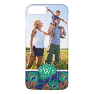 Bloemen en veren   Foto en monogram toevoegen Case-Mate iPhone Case