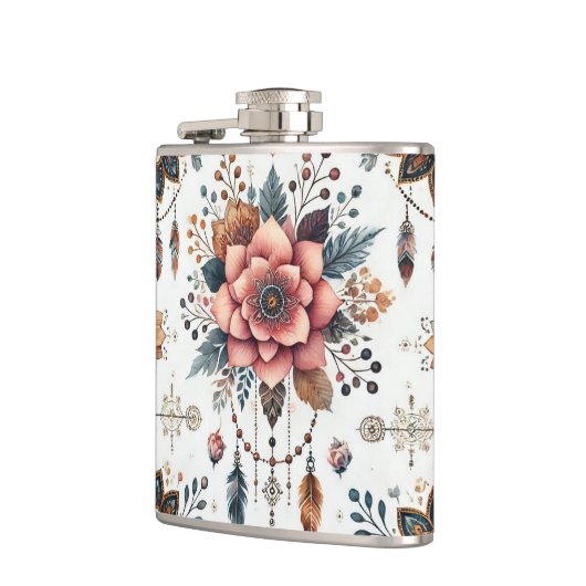 Bloemen en veren heupfles (Links)