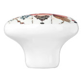 Bloemen en veren keramische knop (Zijkant)