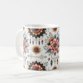 Bloemen en veren koffiemok (Voorkant links)