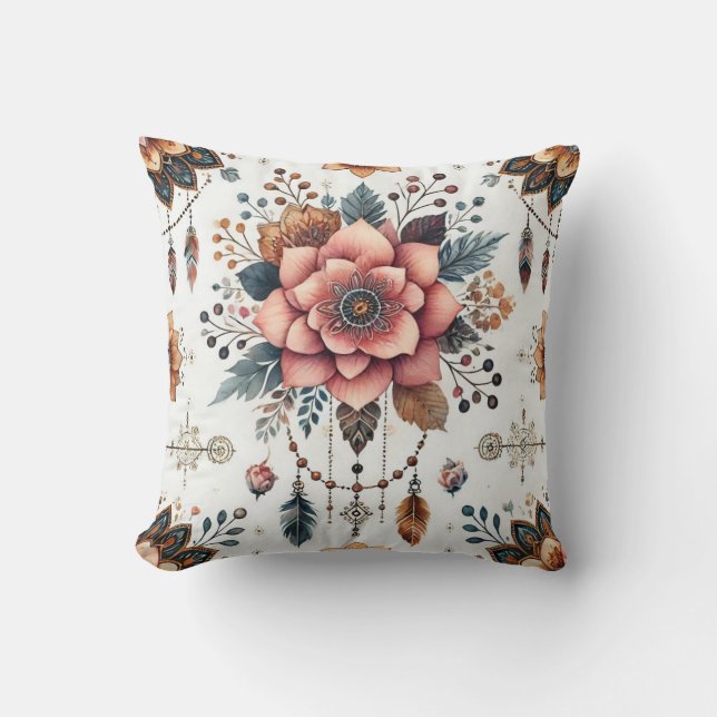 Bloemen en veren kussen (Voorkant)