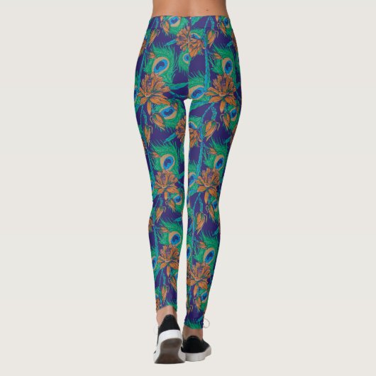 Bloemen en veren leggings (Achterkant)