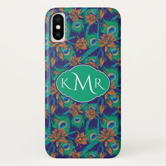 Bloemen en veren | Monogram Case-Mate iPhone Case (Achterkant)