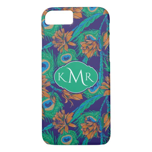 Bloemen en veren | Monogram Case-Mate iPhone Case (Achterkant)