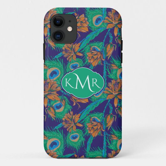 Bloemen en veren | Monogram Case-Mate iPhone Case (Achterkant)