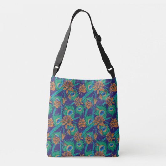 Bloemen en veren | Monogram Crossbody Tas (Achterkant)