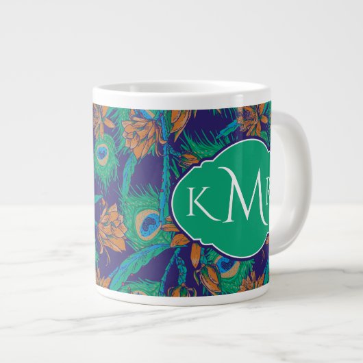 Bloemen en veren | Monogram Grote Koffiekop (Voorkant rechts)