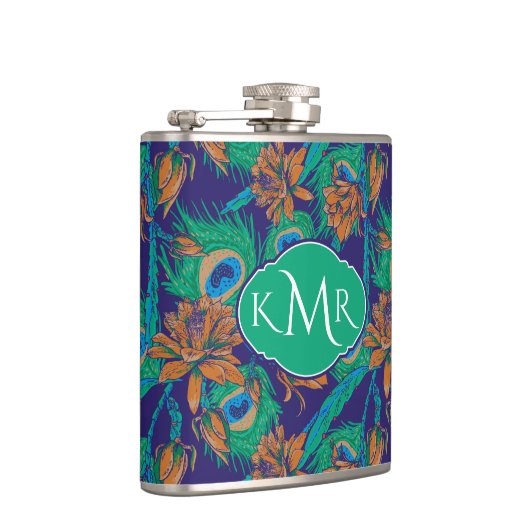 Bloemen en veren | Monogram Heupfles (Rechts)