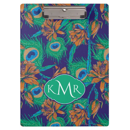 Bloemen en veren | Monogram Klembord (Voorkant)