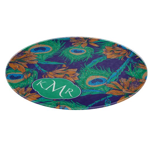 Bloemen en veren | Monogram Snijplank (Hoek)