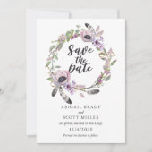 Bloemen en Veren Save the Date Kaart (Voorkant)