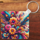 Bloemen en Veren Sleutelhanger (Achterkant)