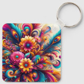 Bloemen en Veren Sleutelhanger (Achterkant)