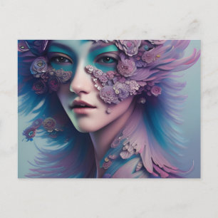 Bloemen en Veren Vrouw Briefkaart