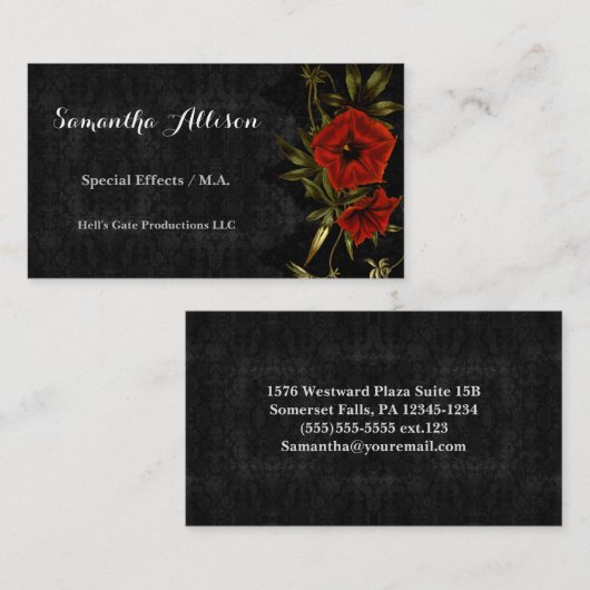  bloemen en Visitekaartje van de Gothic van de kan (Voorkant / Achterkant)