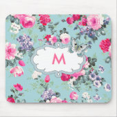 Bloemen en vlinder | Aangepaste Monogram Cadeau Muismat (Voorkant)