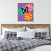 Bloemen en vlinder canvas afdruk (Insitu (Slaapkamer))