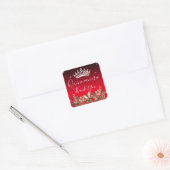 Bloemen en vlinder Dank u wel Quinceanera Square Vierkante Sticker (Envelop)