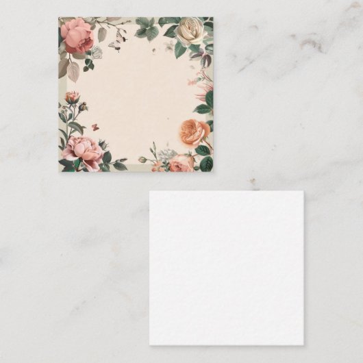 Bloemen en Vlinder Elegantie Notitiekaartje (Voorkant / Achterkant)