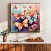 Bloemen en vlinder Fine Art Print Chique Perfect Poster