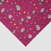 Bloemen en vlinder grappig naadloos patroon -roze tissuepapier (Detail)