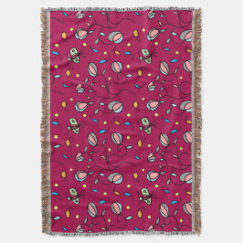 Bloemen en vlinder grappig naadloos roze patroon deken