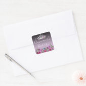 Bloemen en vlinder Hartelijk dank voor Quinceanera Vierkante Sticker (Envelop)