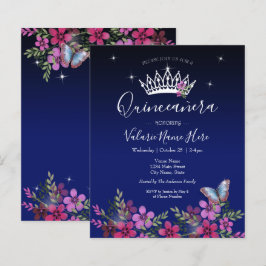 Bloemen en vlinder Quinceanera