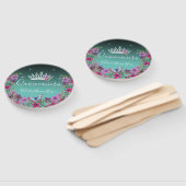 Bloemen en vlinder Quinceanera Blue Handwaaier (Niet-gemonteerd)