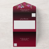 Bloemen en vlinder Quinceanera Burgundy All In One Uitnodiging (Buitenkant)