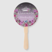 Bloemen en vlinder Quinceanera Paars Hand Fan Handwaaier (Achterkant)