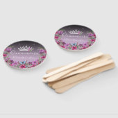 Bloemen en vlinder Quinceanera Paars Hand Fan Handwaaier (Niet-gemonteerd)